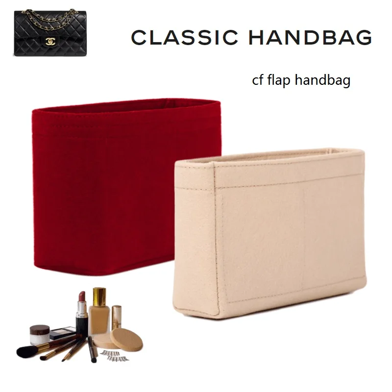 For Classic Handbag Cf Flap Felt Cloth Insert Bag Organizer Makeup