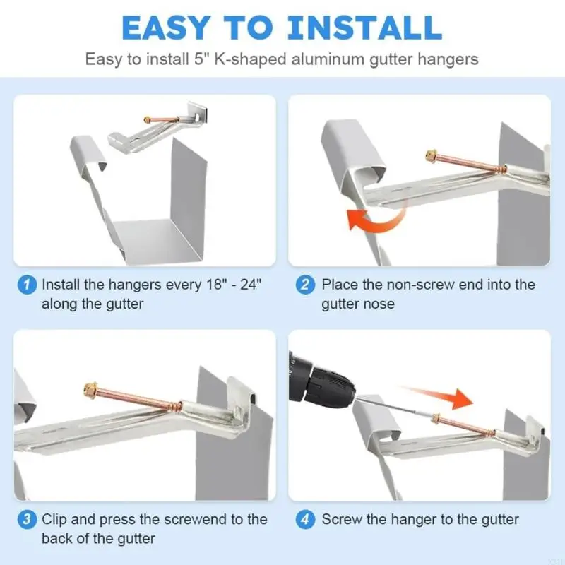 28Pcs Concealed Gutter Brackets Heavy Duty Rain Gutter Hangers Enduring