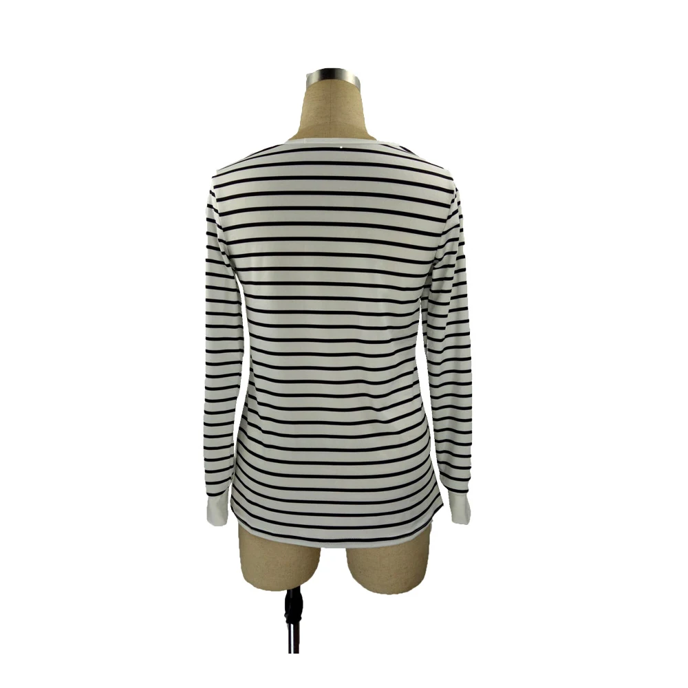 Long Sleeve O-Neck Maternity Cotton Nursing Tees Summer Striped Lactation Tops Postpartum Woman Breastfeeding T-Shirt 5