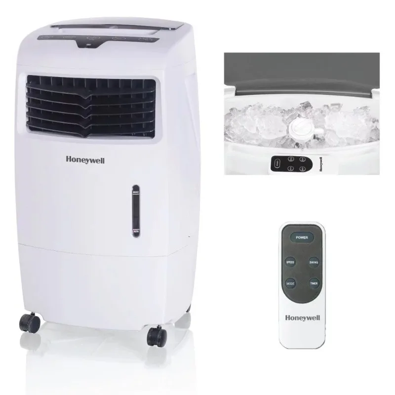 

Honeywell 500-694CFM Portable Evaporative Cooler, Fan and Humidifier with Ice Compartment and Remote, CL25AE, White