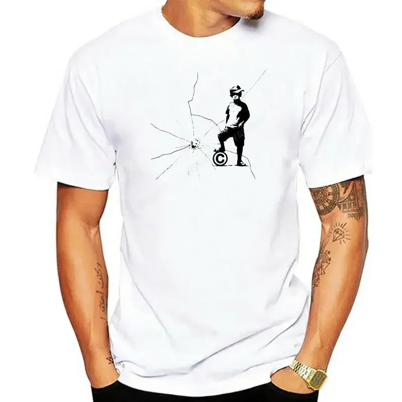 

Summer mens Oversized t shirt tops BANKSY COPYRIGHT BREAKER MEN T-SHIRT - Graffiti Urban Art Piracy MAN TEE-SHIRT