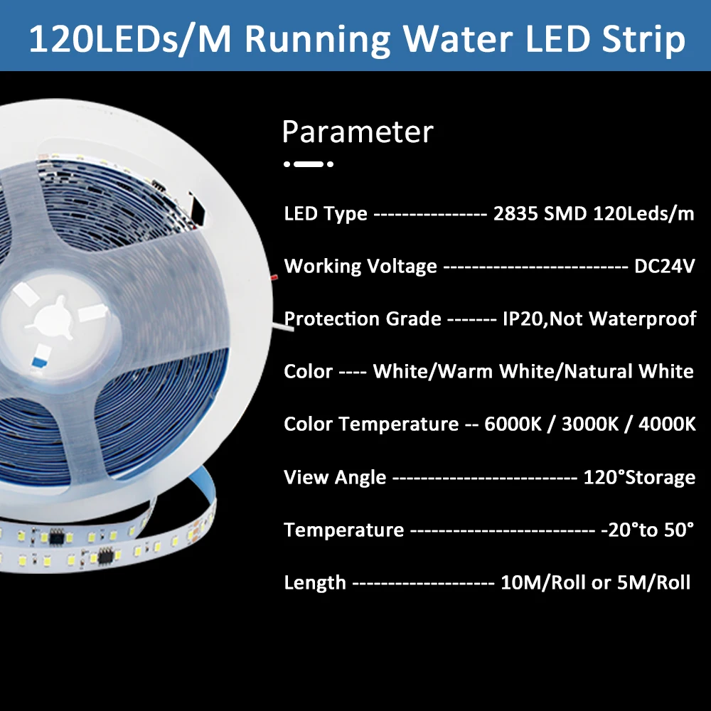 24V 러닝 워터 LED 스트립 라이트 WS2811 2835 SMD 10mm 말 경주 흐름 테이프 램프 블루투스 IR 리모컨 앱 제어