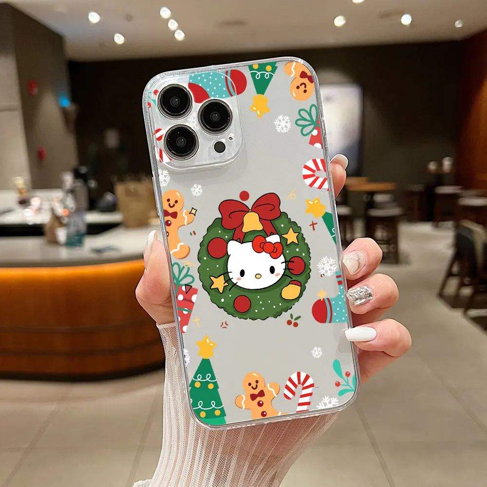 thumbnail image 1 of Christmas limited Sanrio Hello Kitty Phone Case For iphone 15 14 13 12 11 XS Pro Max Mini X XR 7 8 Plus SE 2020 Transparent Capa, 1 of 5