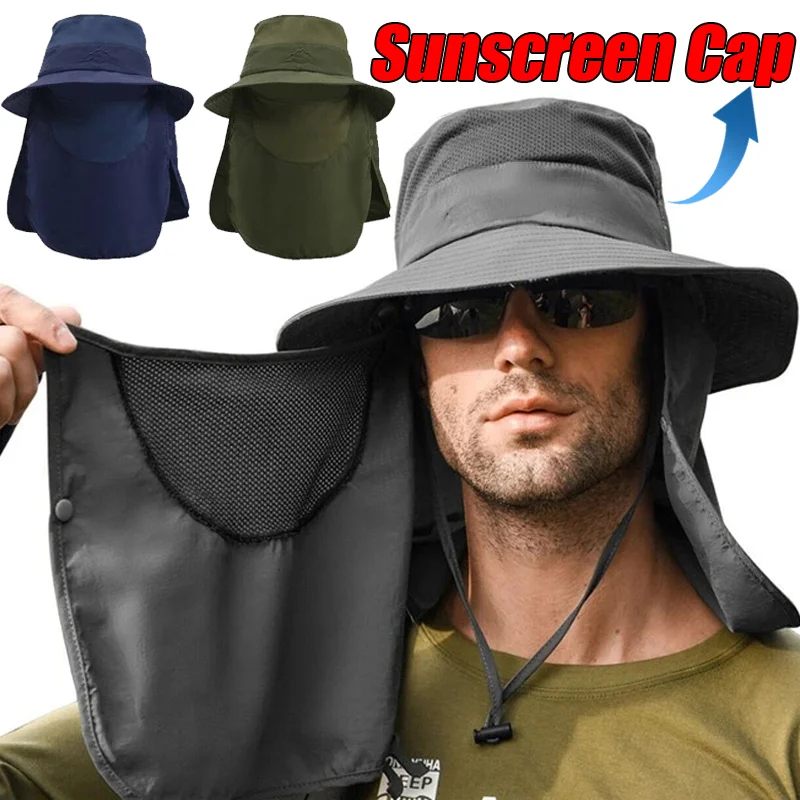 

Summer Sun Hats UV Protection Outdoor Hunting Fishing Cap for Men Women Hiking Camping Visor Bucket Hat Removable Fisherman Hat