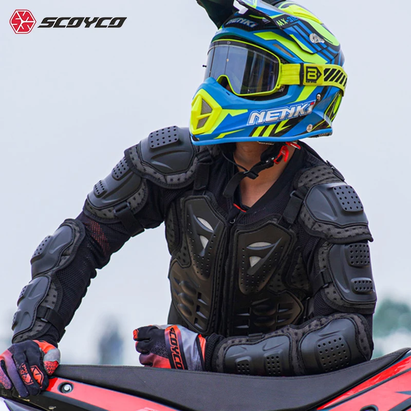 SCOYCO Motorcycle Body Armor Men Motocross Racing Armor Jacket Vest Dirt Bike MTB Anti-collision Anti-fall Chest Back Protective