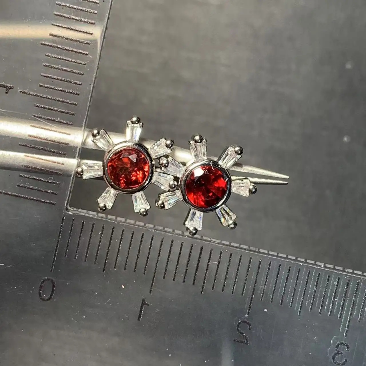 Natural Garnet Stud Earrings for women Jewelry Gift Prevent allergy gem jewelry Genuine Red Stone
