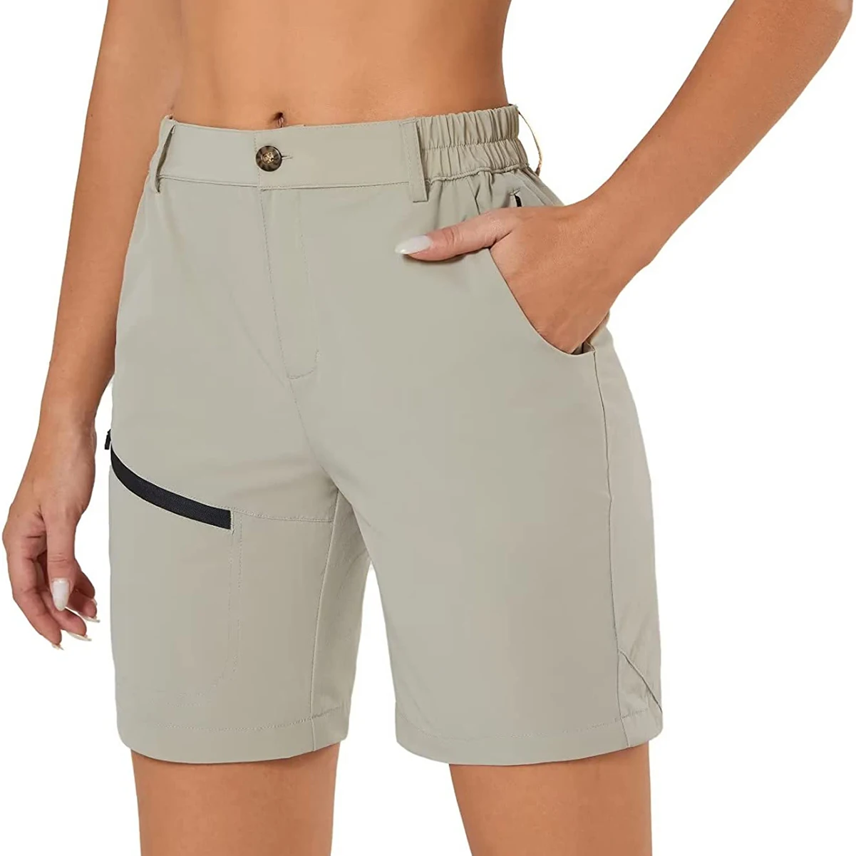 Women's Hiking Sports Shorts Outdoor Quick Dry Golf Camping Climbing Waterproof Travel Short Pants with Zipper Pockets