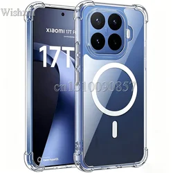 Reinforced Corner Soft TPU Clear Shockproof Magnetic Wireless Charging Case Cover for Xiaomi 17T Pro (Clear)
