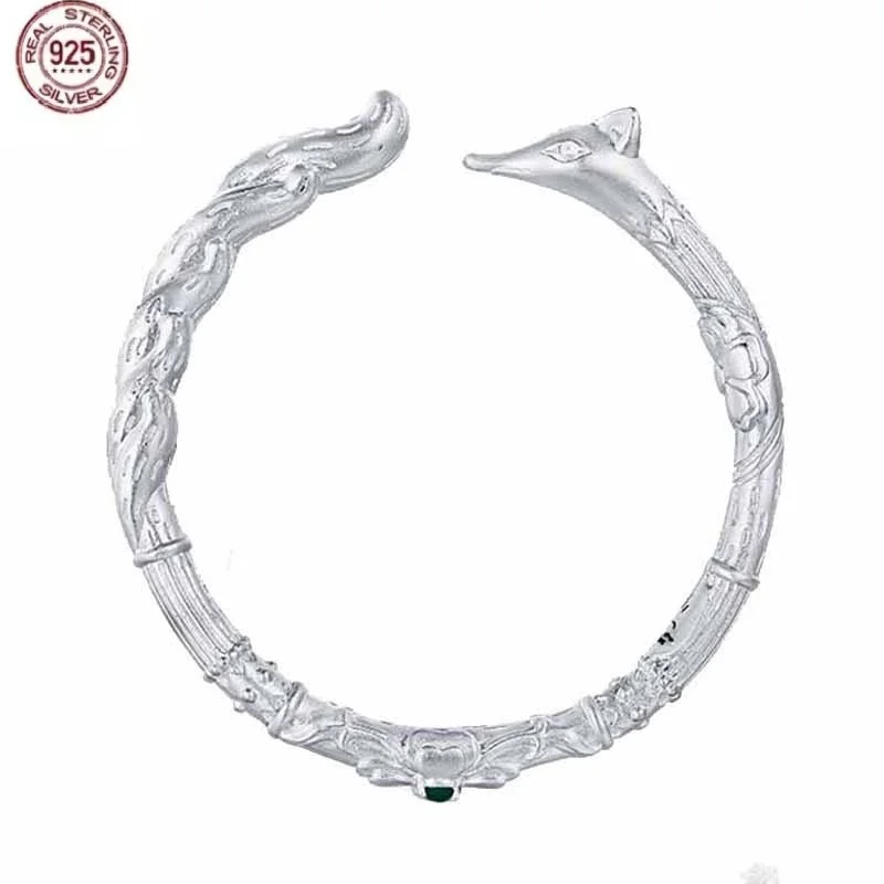 

Factory price 100% S925 sterling silver retro fashion ten mile peach blossom fox women's bracelet