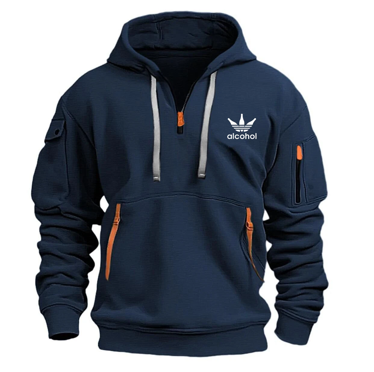 Sweat à capuche pour hommes printemps et automne sweat à capuche zippé pull multi-poches manteau de sport décontracté pour hommes_voghion.com