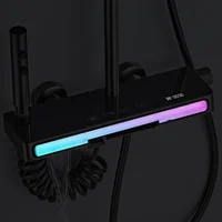 หรูหราห้องน้ําระบบฝักบัวก๊อกน้ําชุดพร้อมคีย์เปียโนแสงสมาร์ทอุณหภูมิจอแสดงผลดิจิตอลร้อนเย็น Mixer 3