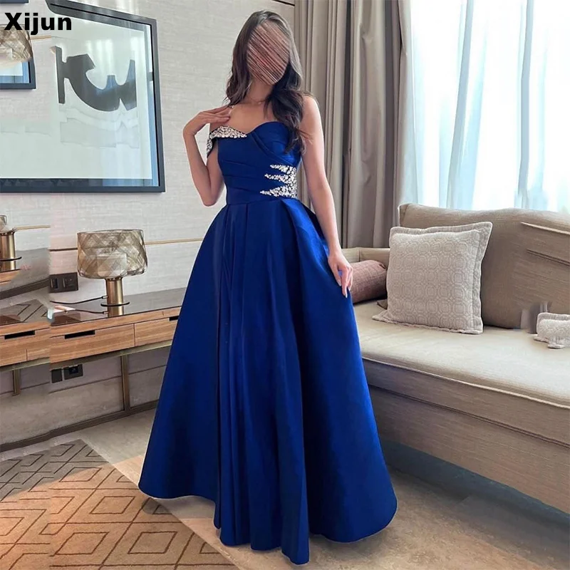 

Xijun Royal Blue One-Shoulder Party Dresses Elegant A-Line Evening Dress Floor Length Special Occasion Gowns Vestidos De Noche