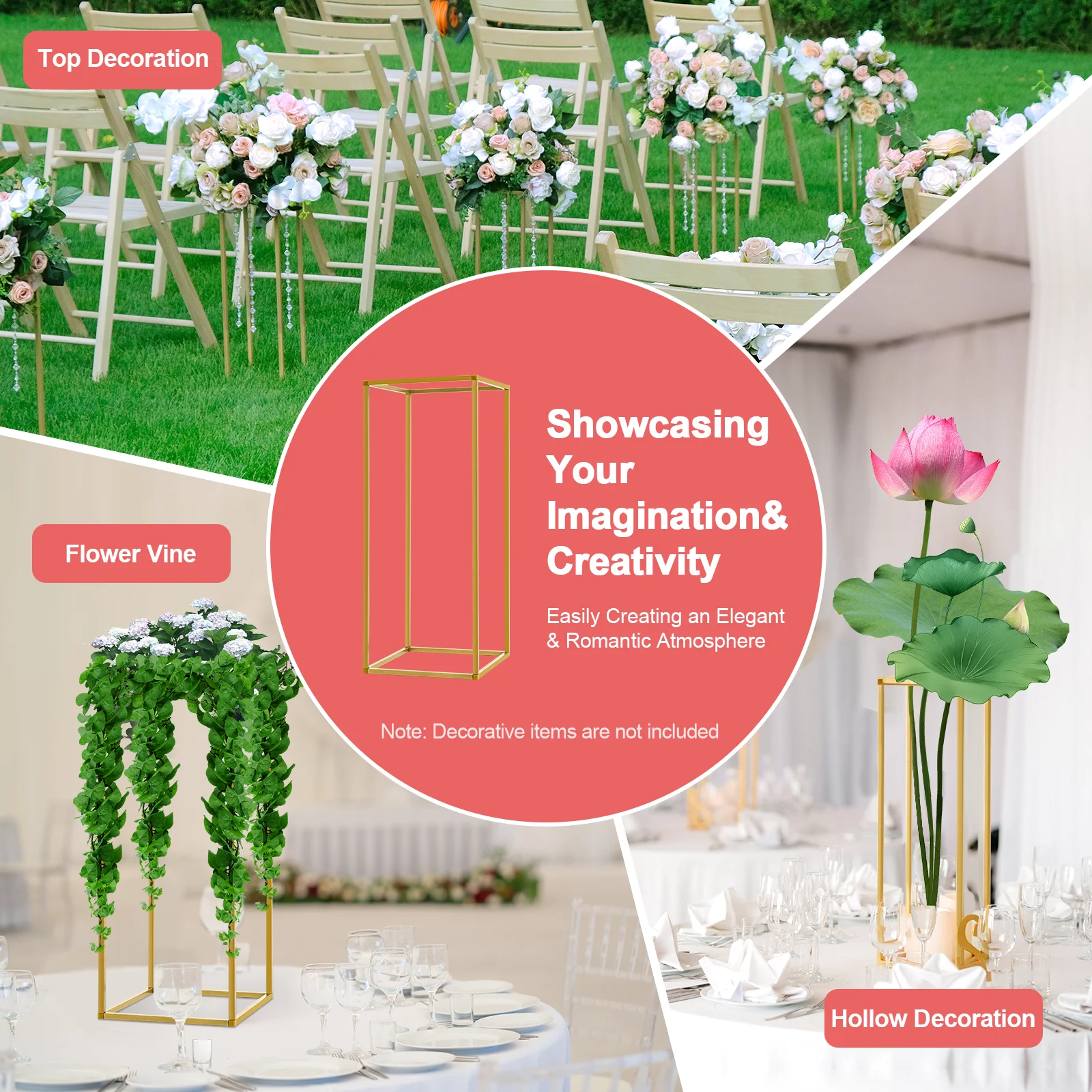 10 Pcs Flower Stands Plant Flower Display 60CM High Gold Removable Gold Vases Wedding Table Centrepieces