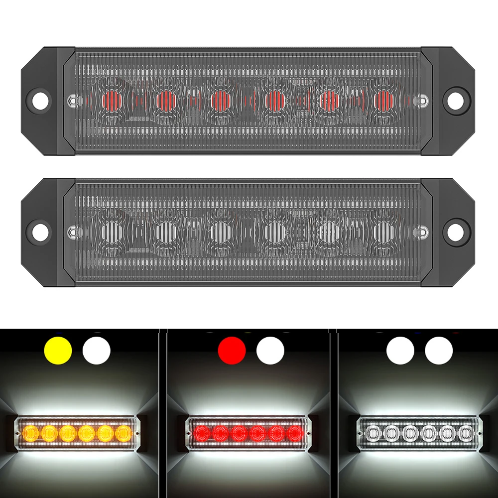 2X 24Led Spia Stroboscopica Griglia Flash Truck Lamp Ambra Semaforo 12V 24V Light Bar Car Light Square Side Maker Lights