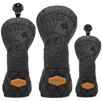 Black Lucky Poker Design  High Quality Headcovers Embroidery Golf Club Driver Head Fariway Wood  Hybrid Head Covers 3 Wood Headc 1