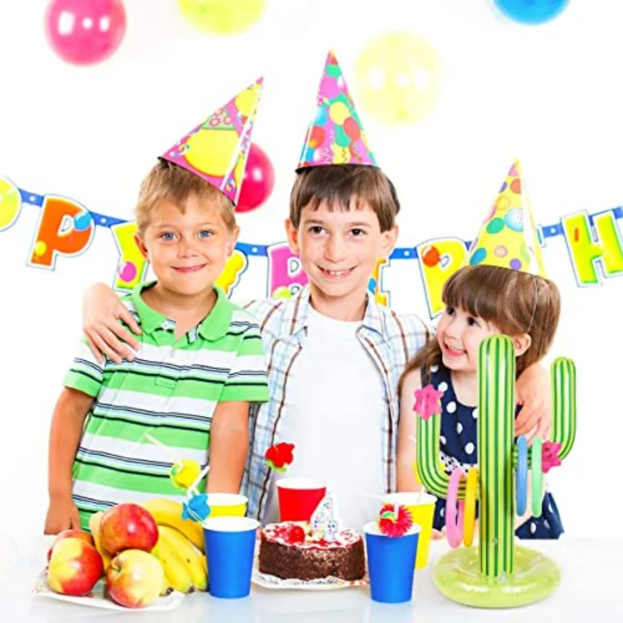 Inflatable Cactus Game Set Target Floating Swimming Ring Toss Includes Cactus, 4 Rings For Fiesta Party Accessor_voghion.com