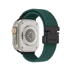 Magnetic Nylon Braided Watch Band with Versatile Strap Adjustment - 38 40 41 S10 - 11 42mm (13 Jungle Green)