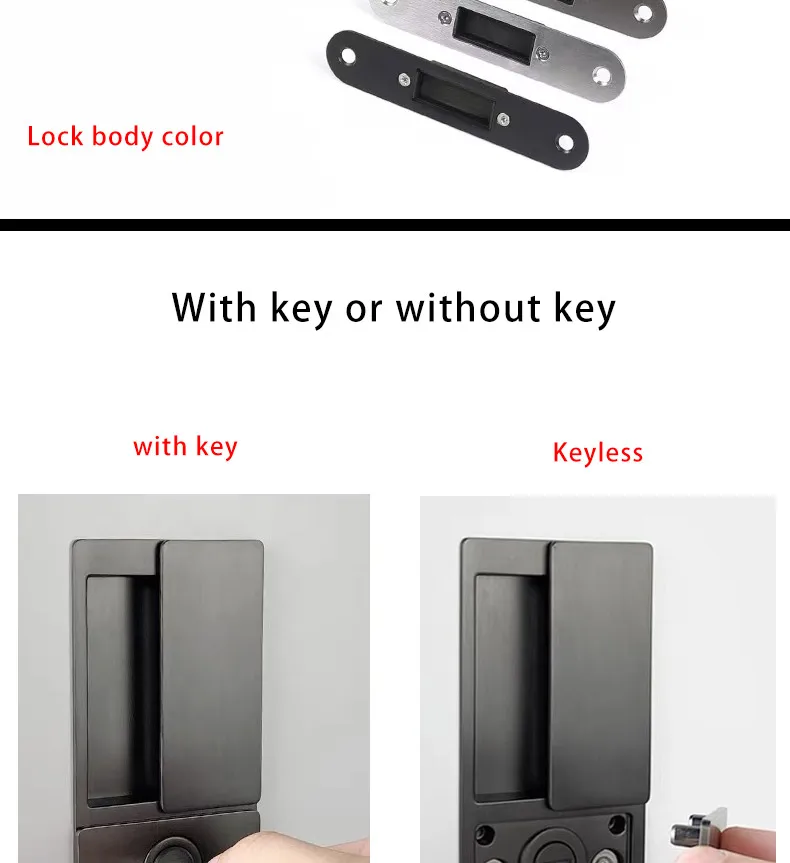 2023 New Handleless Flat Lock Modern Bedroom Magnetic Recessed Door Handle Silent Push-Pull Golden Invisible Sliding Door Lock
