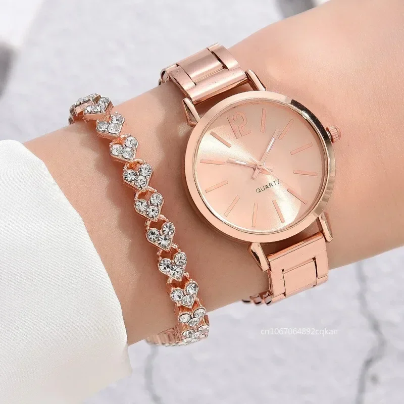 Ladies Fashion Simple Digital Alloy with Quartz Watch Bracelet 2pcs Set Luxury Women Simple Dial Ladies Watches Reloj Mujer - Image 4