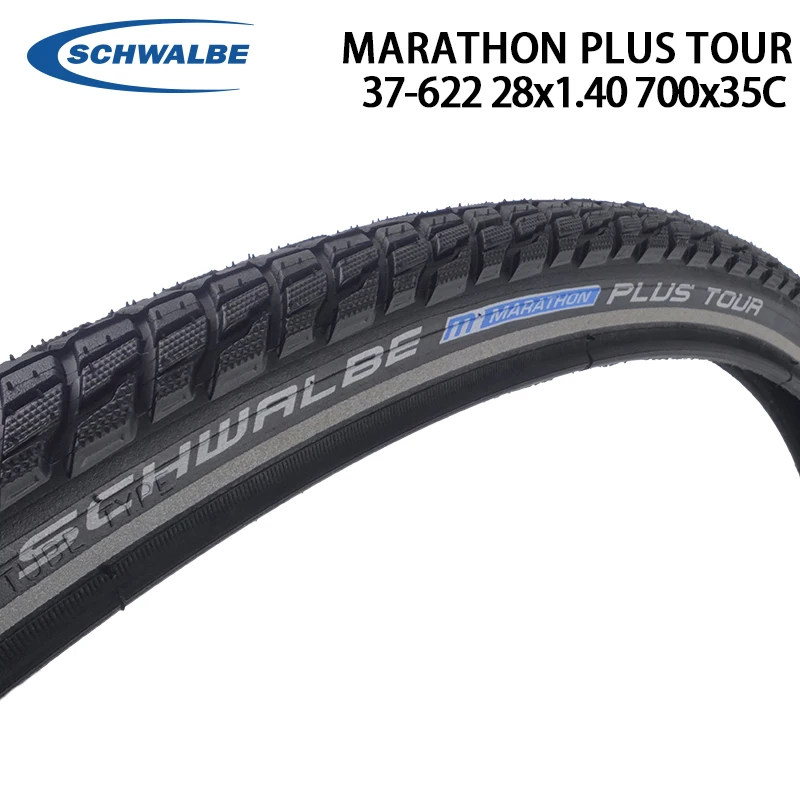 SCHWALBE MARATHON PLUS TOUR 28 Inch 37-622 28x1.40 700x35C Black Reflex  Wired Bicycle Tire for Travel Bike Cycling Parts