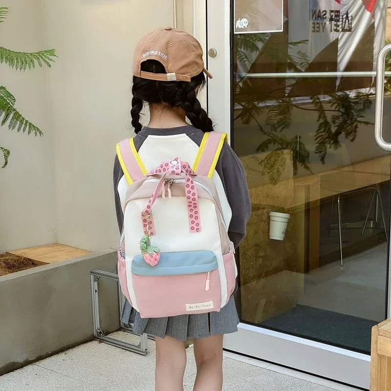 Cute Colorblock Waterproof Nylon Schoolbag Large Capacity Zipper Backpack 2024 Hot Sale Bags for Girls Mochila Bolsas Femininas 5