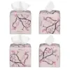 Custom Pink Floral Cherry Blossom Tissue Box Cover PU Leather Square Japanese Sakura Flower Facial Tissues Holder for Home 2