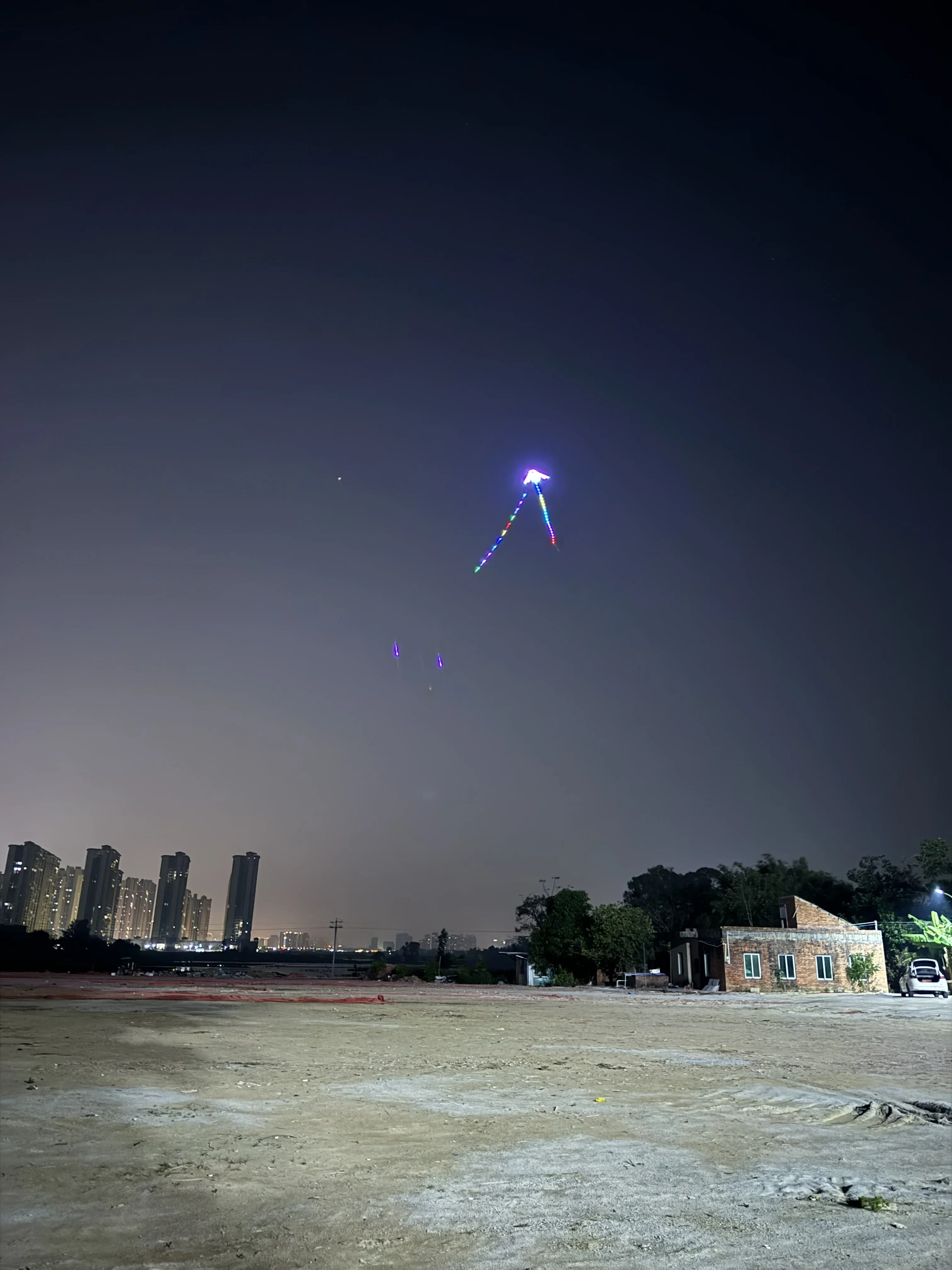 Big LED Delta Night Kite 3SQ Spider Triangle Kite with Lights, 10m Colorful Tubing Tails, 544 RIPSTOP NYLON 2