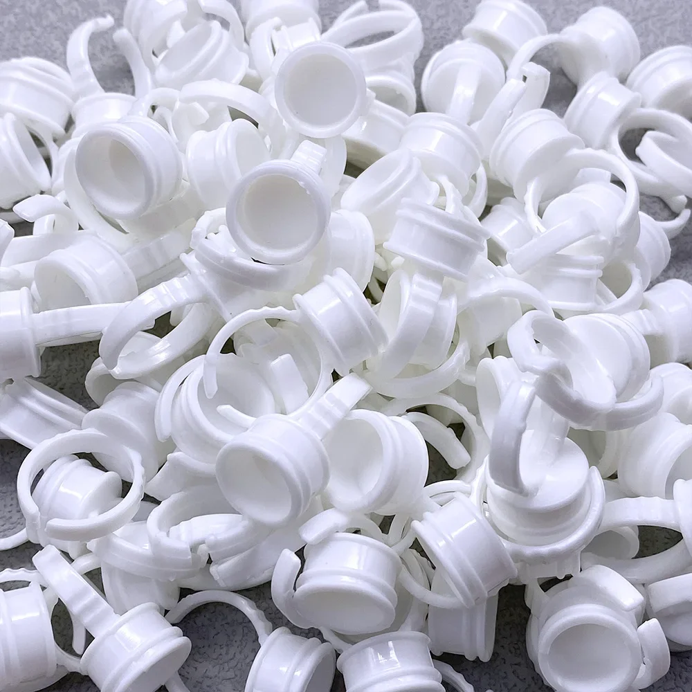 Zanse 100Pcs Eyelash Extension Glue Ring Cup Tattoo Pigment Holder Delay Cups Eyelash Extension Supplies Glue Ring Cup