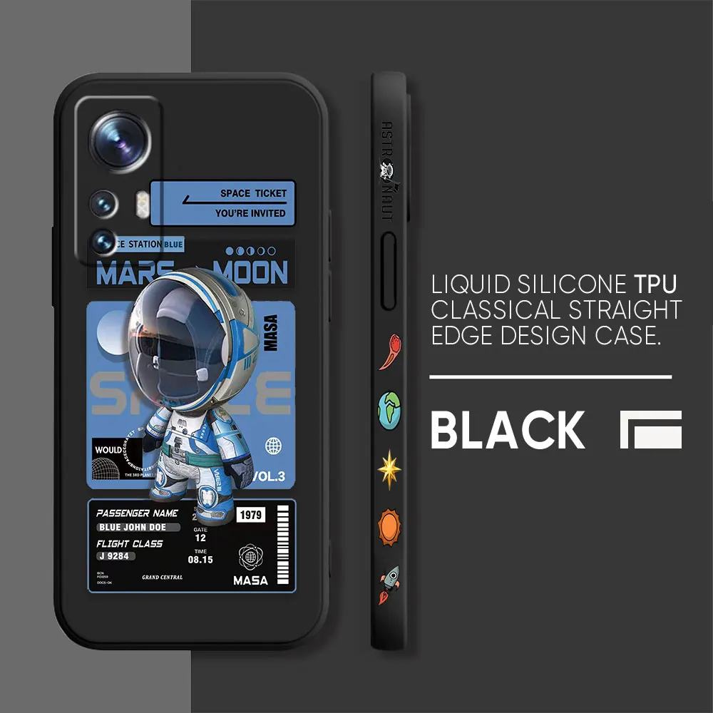 thumbnail image 1 of Case For Xiaomi 13 12 12S 11 11T 10 10S 9 8 Pro Ultra Lite Colour Simple Liquid Silicone Case Stylish Luxurious Space Astronauts, 1 of 5
