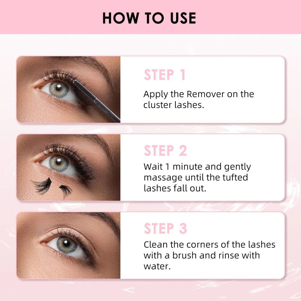 Lash Bond and Seal and Remover Kit Clusters Eyelash Glue Remover Waterproof DIY Eyelash Extensions Glue Strong Hold Fast Remove 6