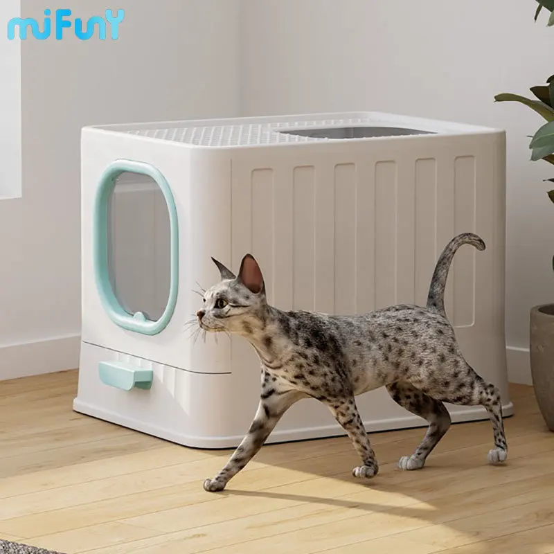 MiFuny Fully enclosed Cat Litter Box with Top Entry Large Cat Litter