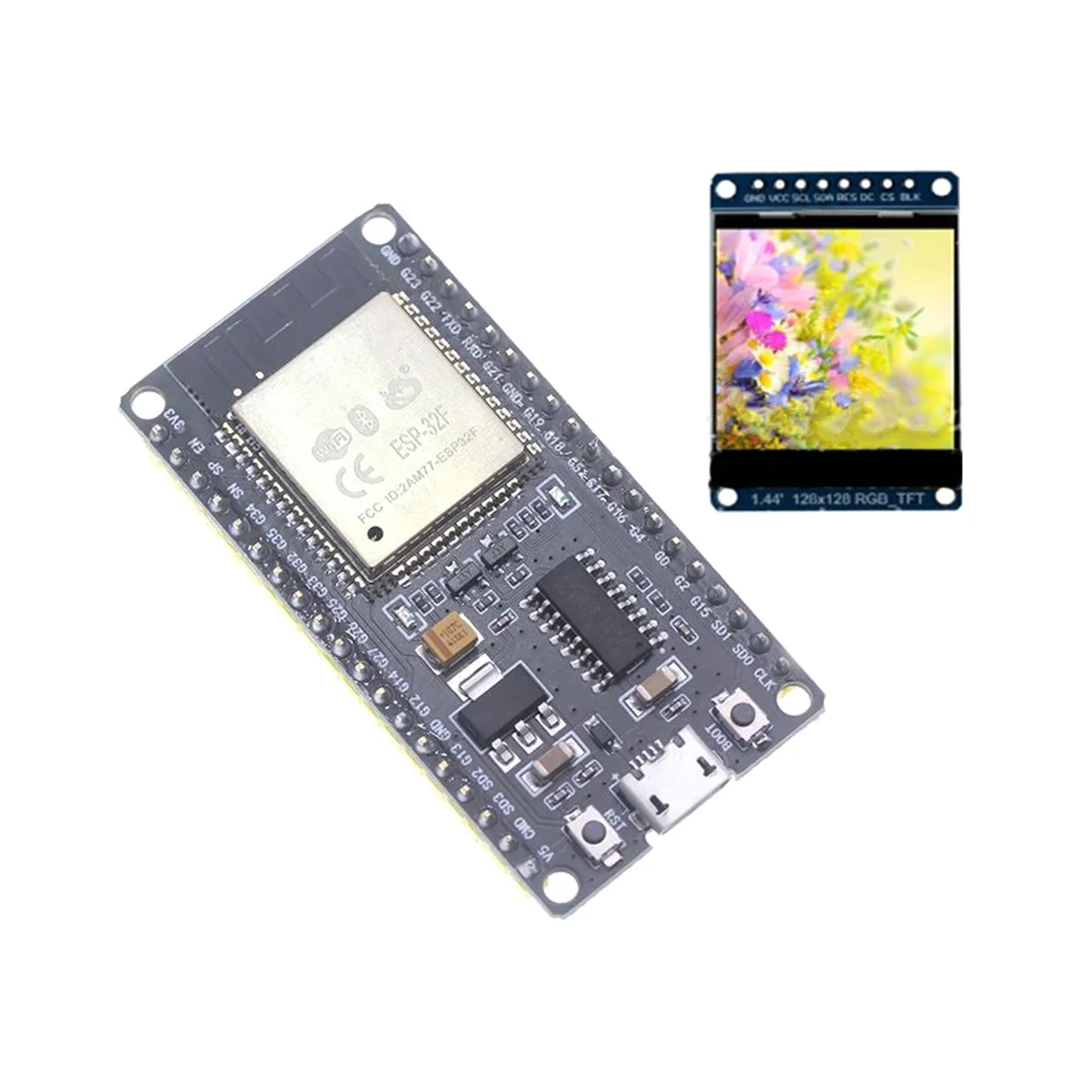 

ESP32 Module Development Board Wireless WiFi+Bluetooth ESP32-WROOM-32 Module with 1.44 Inch Color Screen