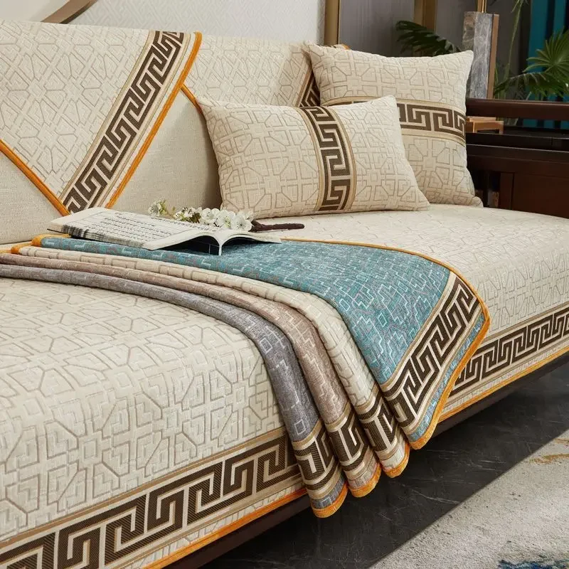 New Four Seasons Universal Sofa Cushion Chenille Non-slip High-grade Cushion Simple Modern Leather Sofa Cover Cover Cloth 2