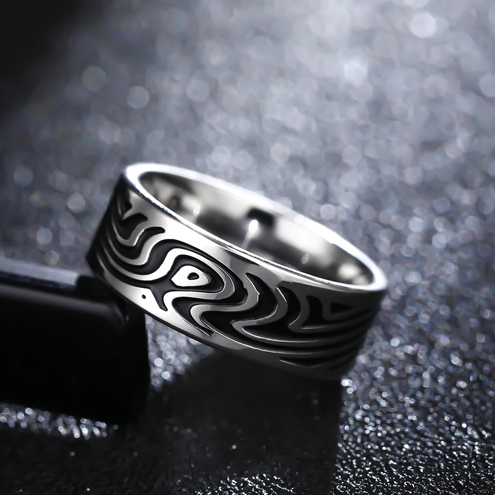 MOREDEAR 8MM Titanium Rings for Men and Women Birthday Gift triangular pattern discredit Ring 