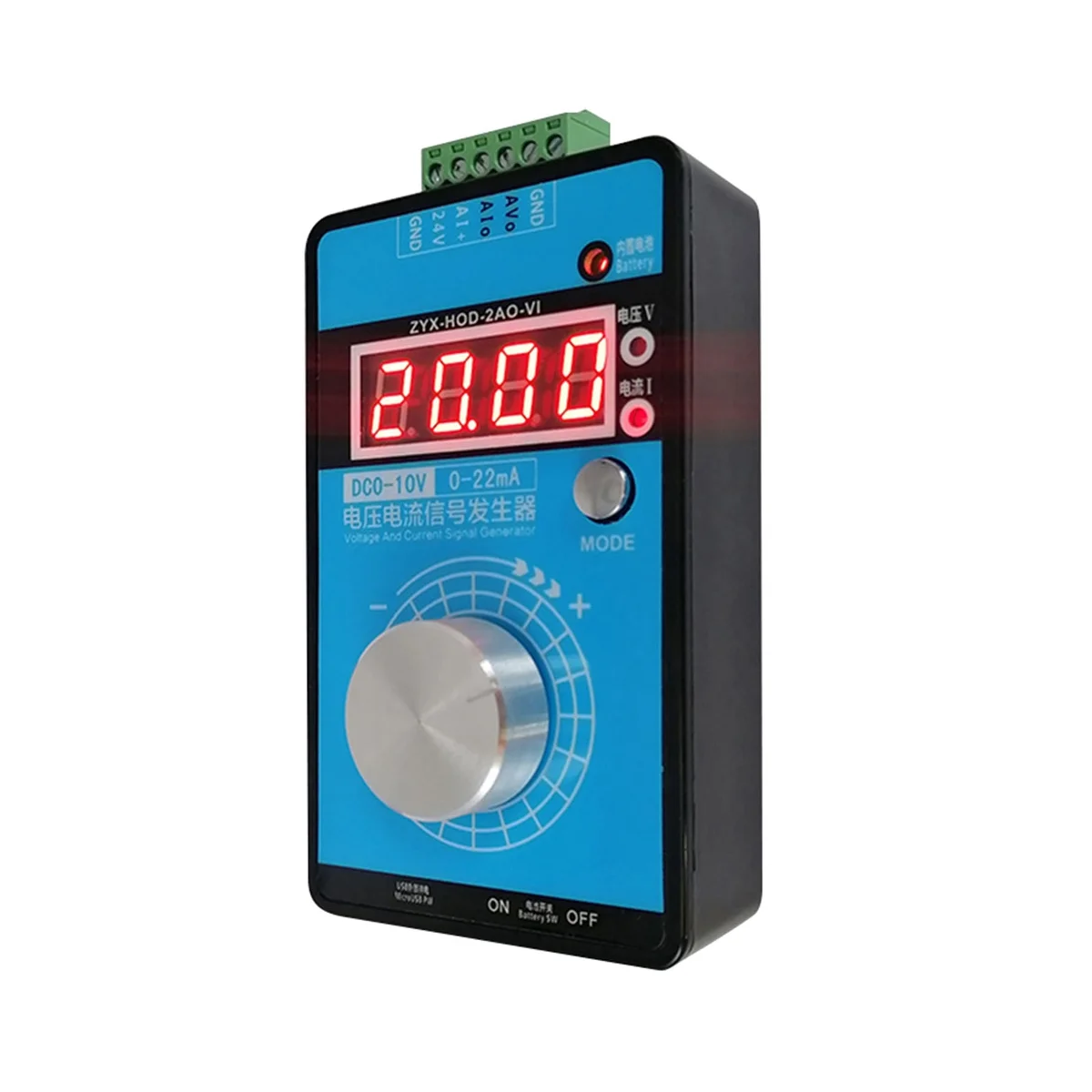 

0-5V-10V 0-20MA/4-20MA Signal Generator Adjustable Current Voltage Analog Signal Sources Output 24V(With Battery)
