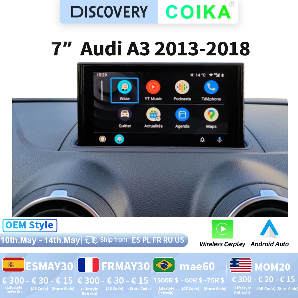 Android 11 System Car Radio Player For Audi A3 20132018 Wifi 4g Sim 8+128gb Ram Bt Carplay Gps