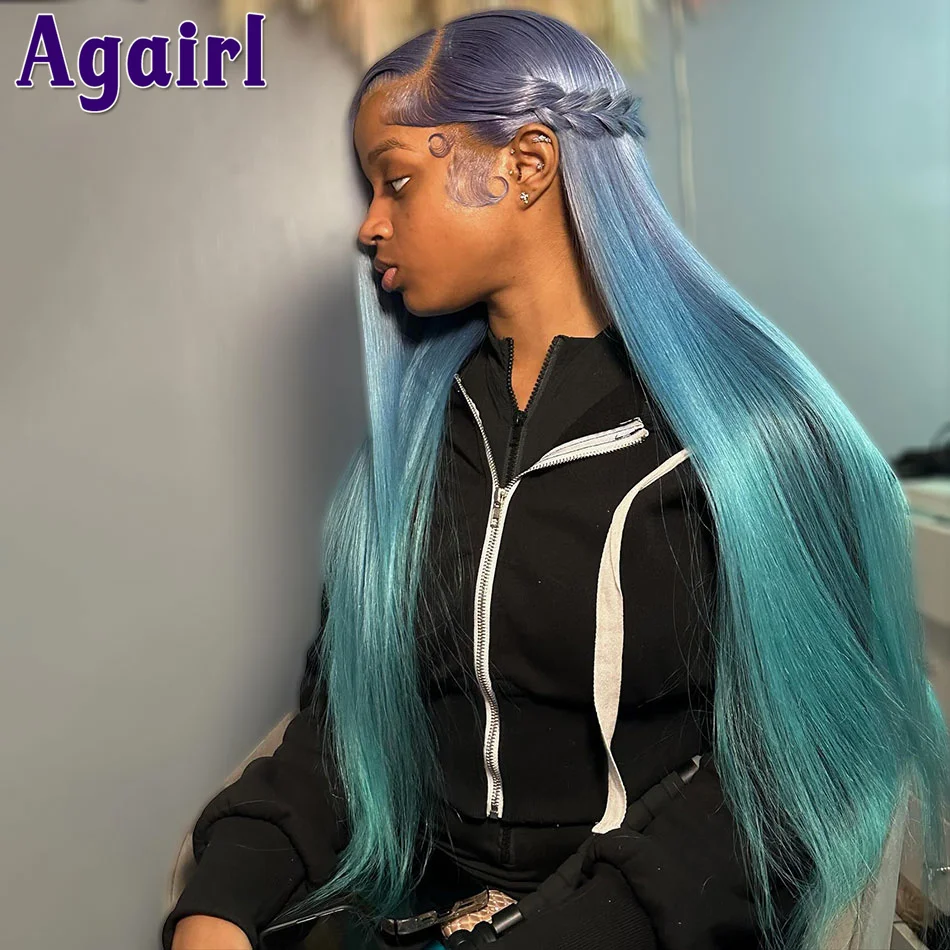 

Silver Sky Blue 613 Colored 100% Human Hair Wigs 13X6 Straight Lace Frontal Wigs Brazilian Virgin 13X4 Lace Front Wigs for Women