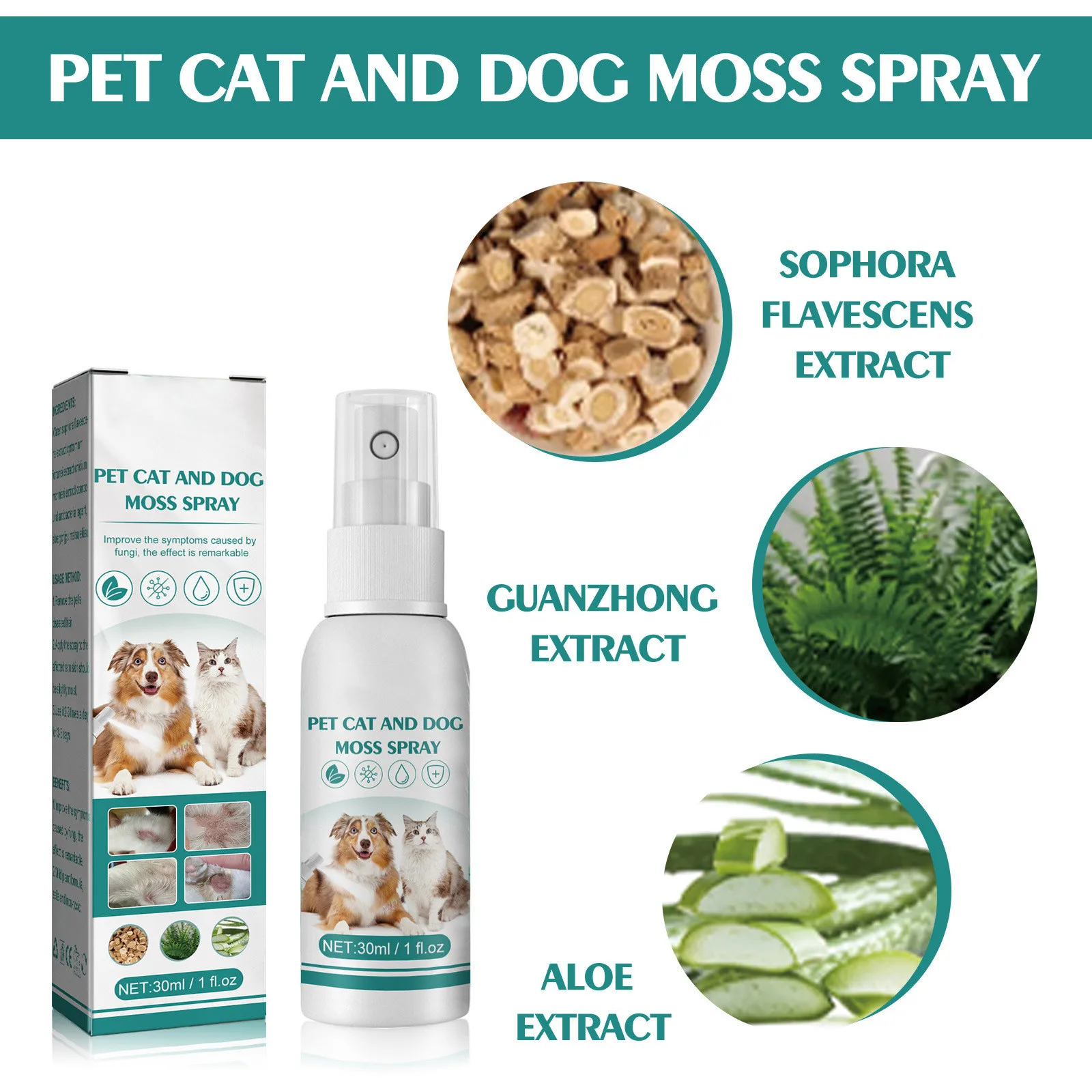 30ml Pets Anti-Itch Relief Spray Skin Care For Dogs Cat Itchy Sensitive