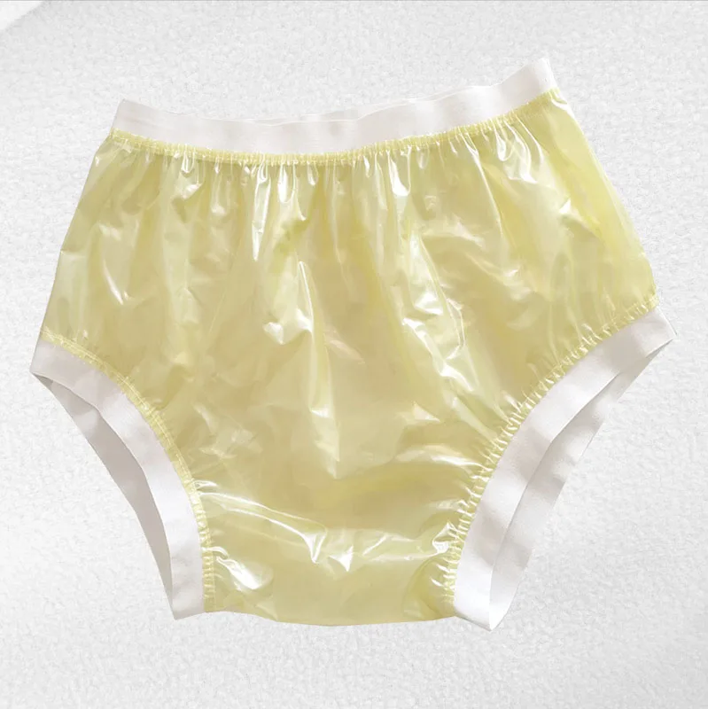 Men Underwear Sexy Panties Wide Elastic Pants Transparent PVC Shorts Adult Diapers