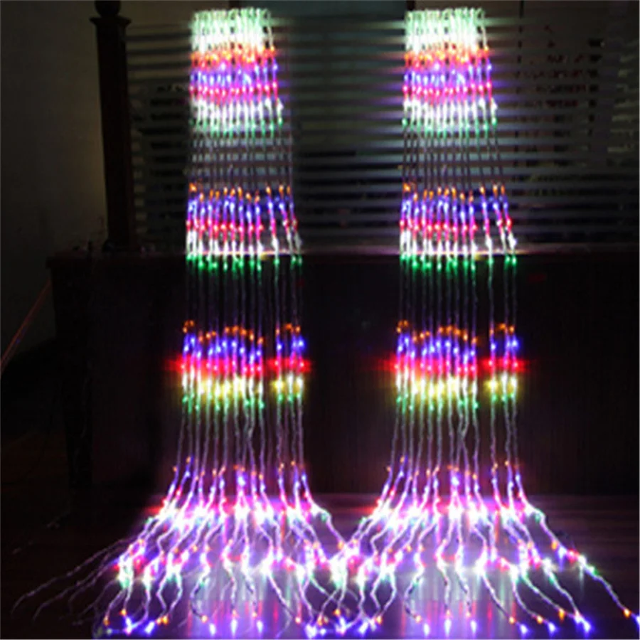 3 X3M 320Led Christmas Curtain String Light Creative Waterfall Meteor Shower Fairy Garland Light For Party Wedding Capodanno Decor