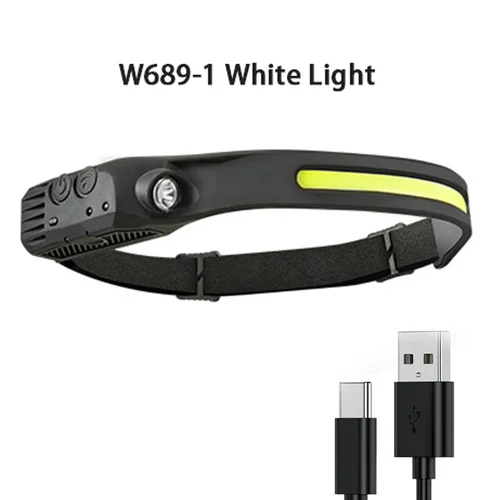 COB LED 헤드 램프 손전등 센서 헤드 라이트, USB 충전식 헤드 램프, 내장 배터리, 낚시 헤드 랜턴 토치 7