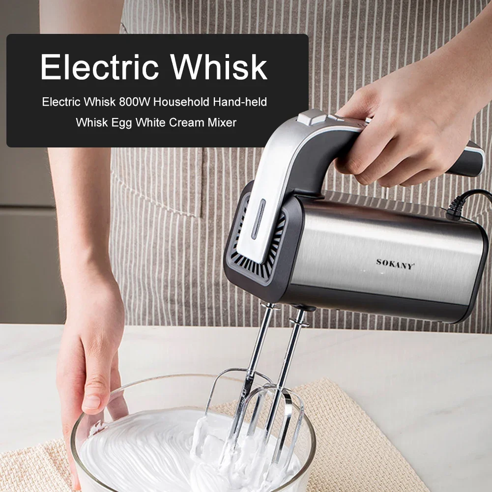 800W Electric Food Mixer Dough Blender Egg Beater Spiral Whisk Cream Mixer For Household Kitchen egg beater,food mixer,electric blender,dough whisk,electric whisk,handheld electric whisk