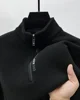 Men's Clothing Turtleneck Sweater Fashion Men's Knitwear Solid Color Chunky Half Zipper Thickening Sweater Luxury Warm Sweater 4