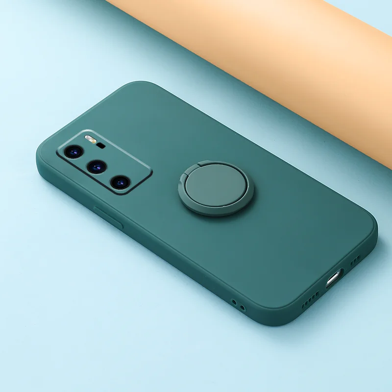 Ultimate Grip Square Silicone Phone Case with 360° Rotating Ring & Stand