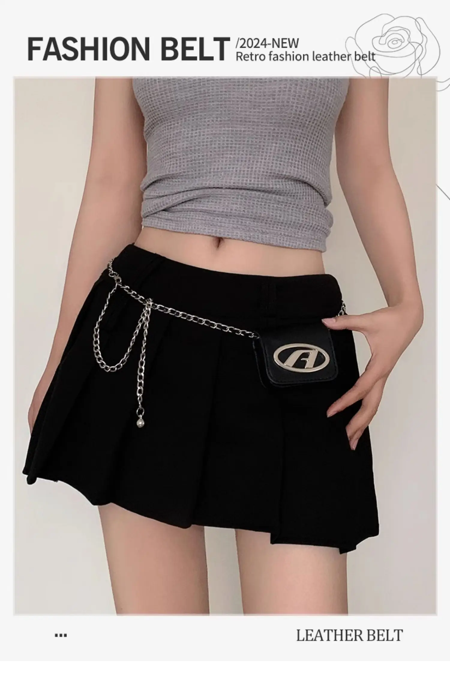 European And American New Letter A Belt Bag Ins Waist Chain Bag Accessories Women's Decoration With Skirt Jeans High-end Belt