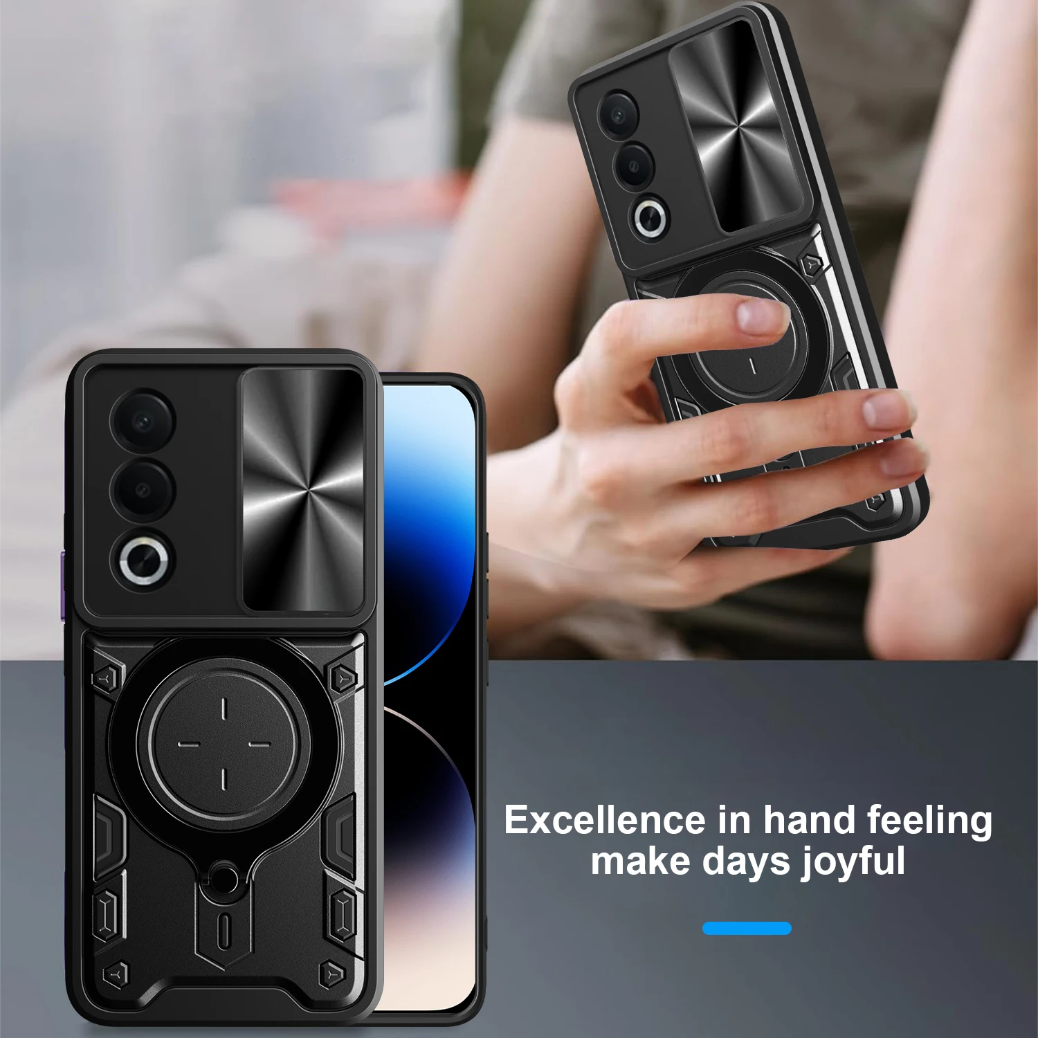 Rotating Magnetic Suction Phone Case with Window Bracket