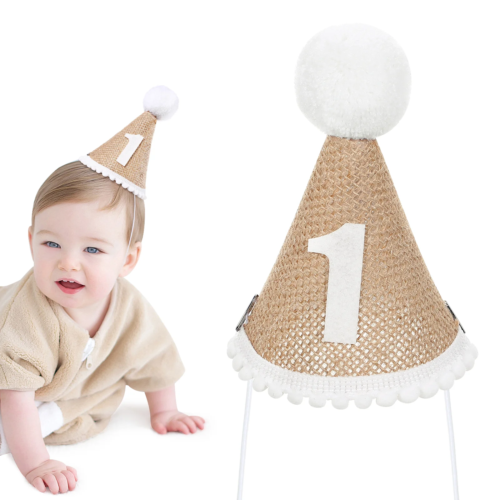 

Birthday Party Hat Hats for Baby Supply Kids Headgear Cap 1st Linen First Child Kids'