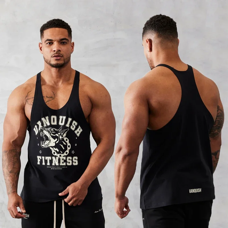 

2023 Summer New TSP Vintage White Stringer Vest Cotton Quick-Drying Breathable Stretch Joggers Gym Sports Bodybuilding Vest