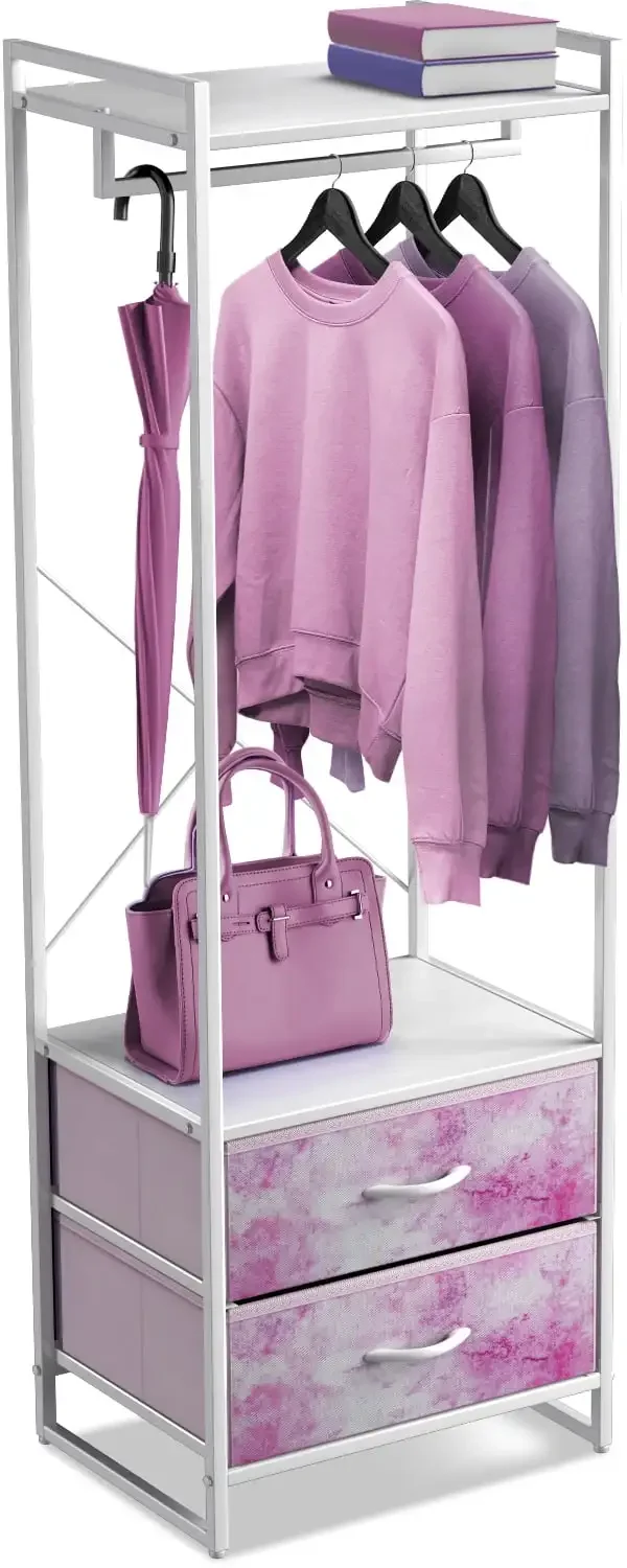 

Clothing Rack with Drawers - Standalone Garment Rack to Hang Shirts, Dresses, & Jackets - Tall Closet Stora