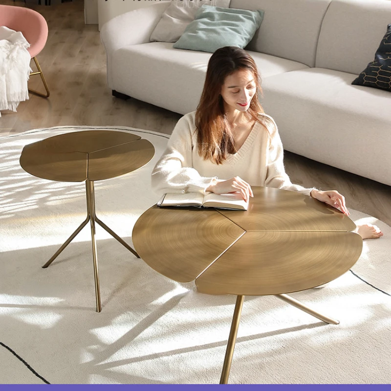 

Coffee Table Italian Style Light Luxury Minimalist Mid-Ancient Style Creative Iron Living Room Small Coffee Table O221